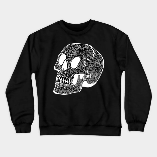 Skull Doodle (Black) Crewneck Sweatshirt by Vixie Hattori